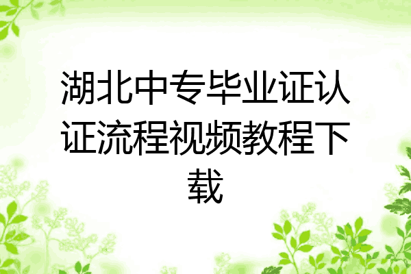 湖北中专毕业证认证流程视频教程下载