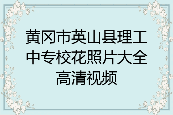 黄冈市英山县理工中专校花照片大全高清视频
