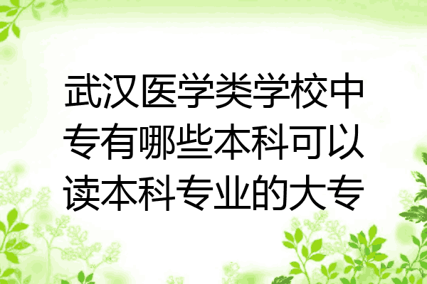 武汉医学类学校中专有哪些本科可以读本科专业的大专