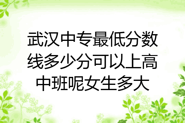 武汉中专最低分数线多少分可以上高中班呢女生多大