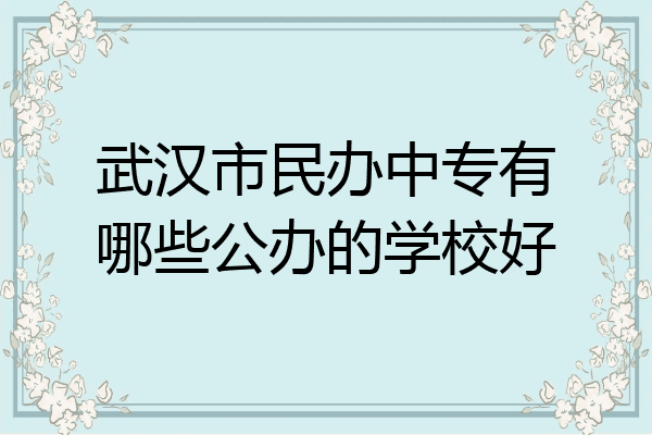 武汉市民办中专有哪些公办的学校好