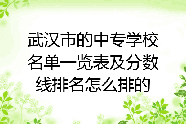 武汉市的中专学校名单一览表及分数线排名怎么排的