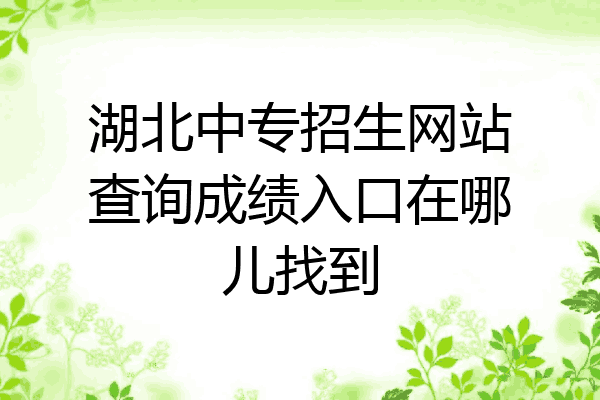 湖北中专招生网站查询成绩入口在哪儿找到