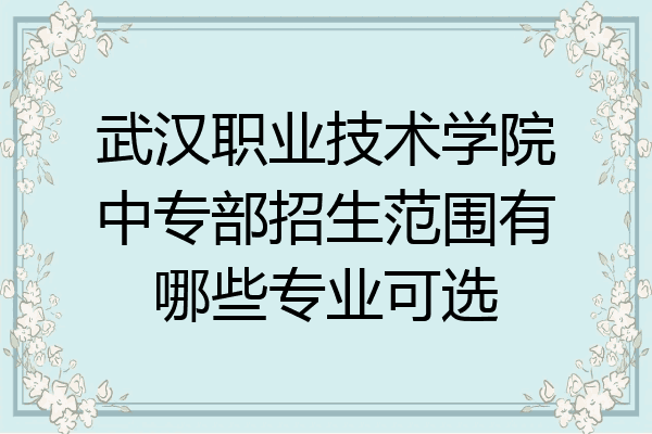 武汉职业技术学院中专部招生范围有哪些专业可选