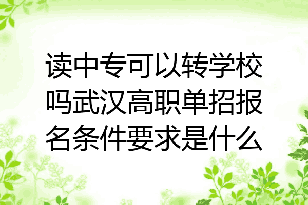 读中专可以转学校吗武汉高职单招报名条件要求是什么
