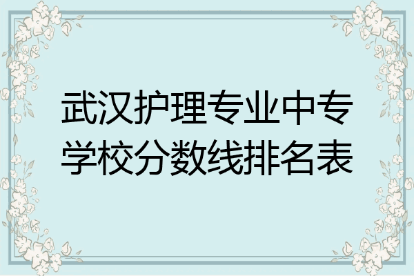 武汉护理专业中专学校分数线排名表