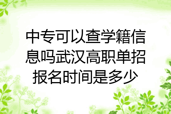 中专可以查学籍信息吗武汉高职单招报名时间是多少