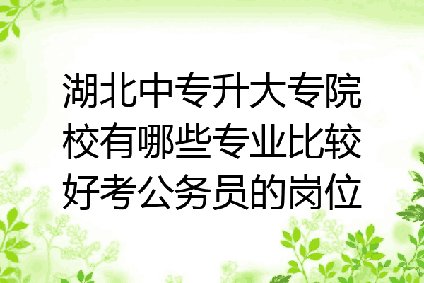 湖北中专升大专院校有哪些专业比较好考公务员的岗位