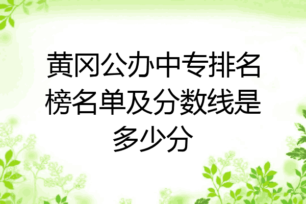 黄冈公办中专排名榜名单及分数线是多少分