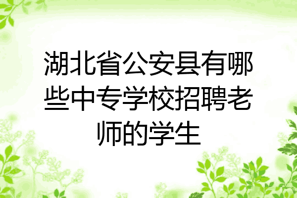 湖北省公安县有哪些中专学校招聘老师的学生