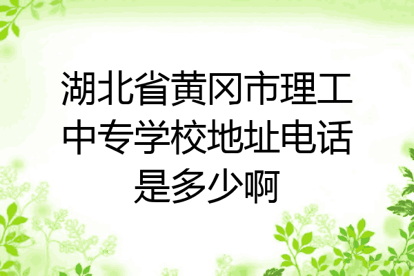 湖北省黄冈市理工中专学校地址电话是多少啊