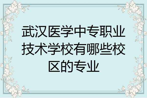 武汉医学中专职业技术学校有哪些校区的专业