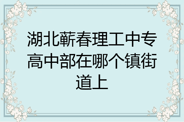 湖北蕲春理工中专高中部在哪个镇街道上