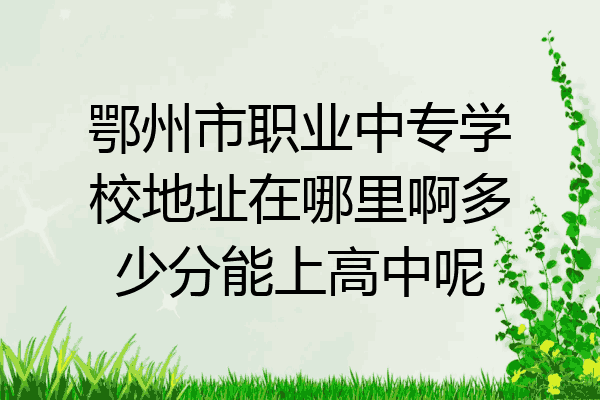 鄂州市职业中专学校地址在哪里啊多少分能上高中呢