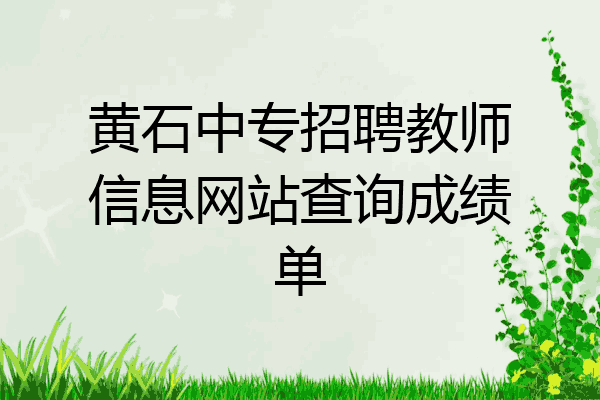 黄石中专招聘教师信息网站查询成绩单