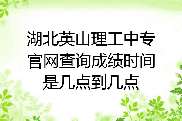 湖北英山理工中专官网查询成绩时间是几点到几点