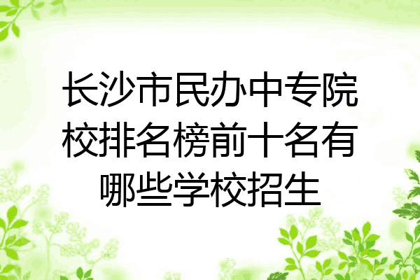 长沙市民办中专院校排名榜前十名有哪些学校招生