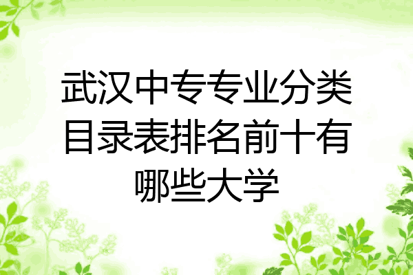 武汉中专专业分类目录表排名前十有哪些大学