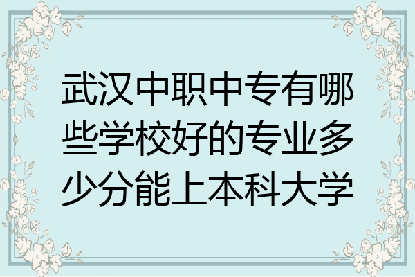 武汉中职中专有哪些学校好的专业多少分能上本科大学