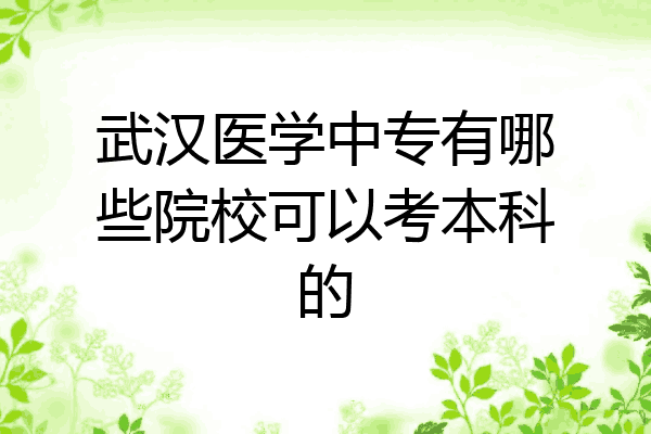 武汉医学中专有哪些院校可以考本科的