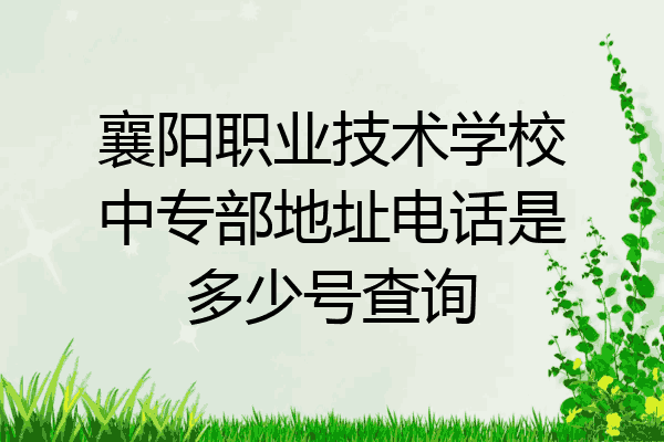 襄阳职业技术学校中专部地址电话是多少号查询