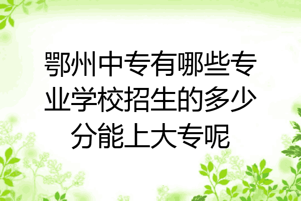鄂州中专有哪些专业学校招生的多少分能上大专呢