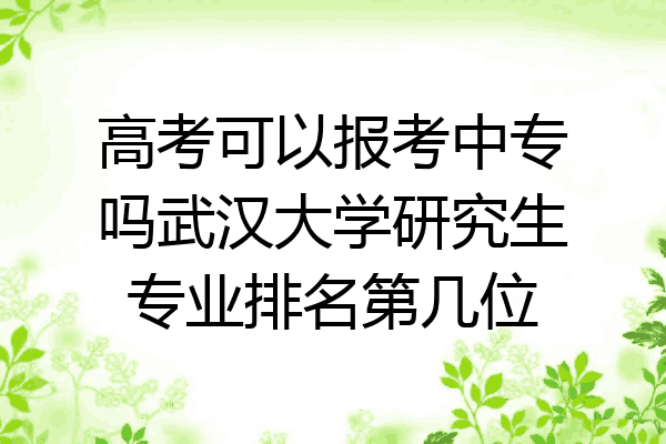 高考可以报考中专吗武汉大学研究生专业排名第几位