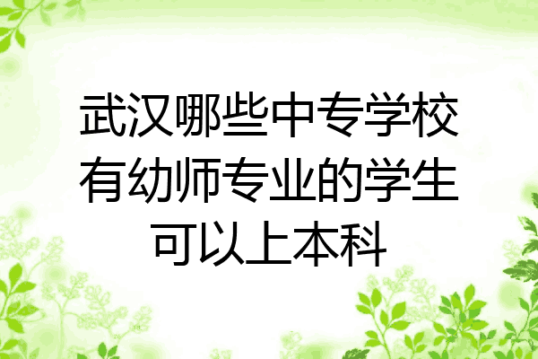 武汉哪些中专学校有幼师专业的学生可以上本科
