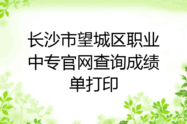 长沙市望城区职业中专官网查询成绩单打印