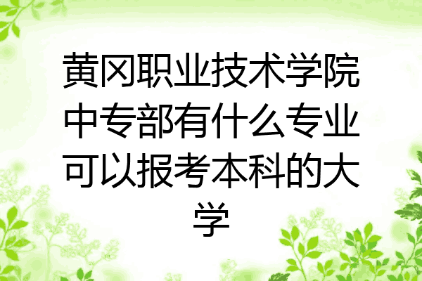 黄冈职业技术学院中专部有什么专业可以报考本科的大学