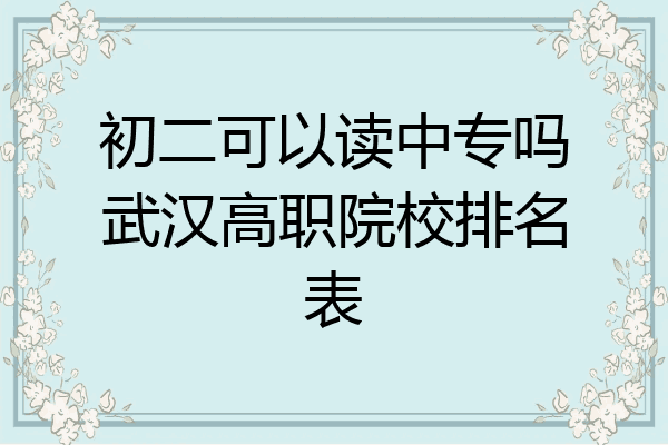 初二可以读中专吗武汉高职院校排名表