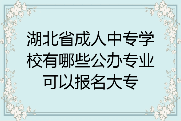 湖北省成人中专学校有哪些公办专业可以报名大专