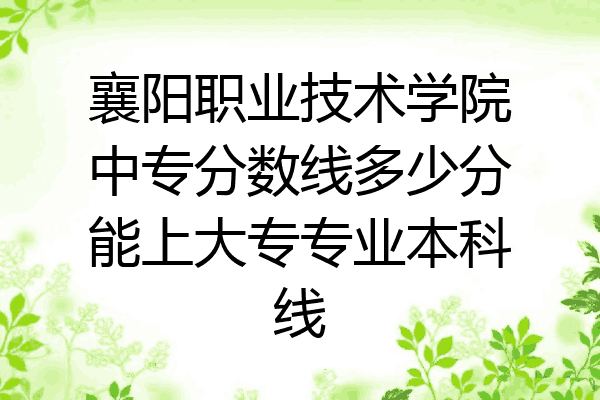 襄阳职业技术学院中专分数线多少分能上大专专业本科线