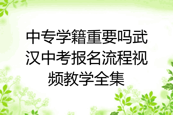 中专学籍重要吗武汉中考报名流程视频教学全集