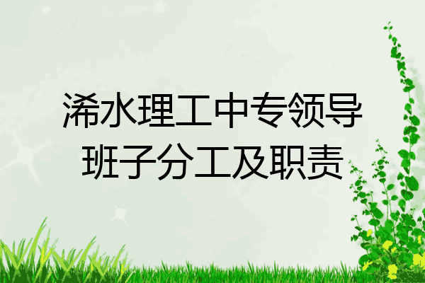 浠水理工中专领导班子分工及职责
