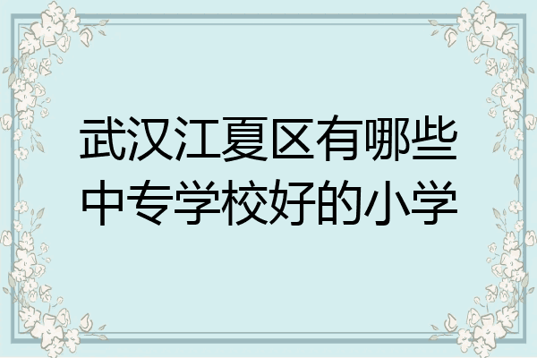 武汉江夏区有哪些中专学校好的小学