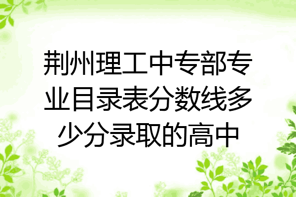 荆州理工中专部专业目录表分数线多少分录取的高中