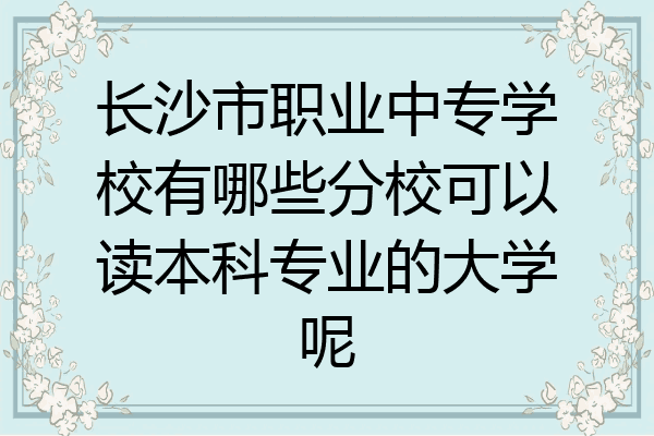 长沙市职业中专学校有哪些分校可以读本科专业的大学呢