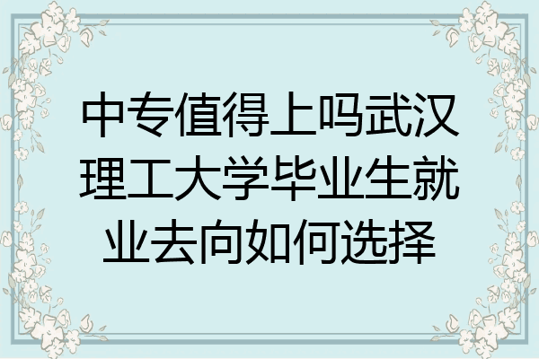 中专值得上吗武汉理工大学毕业生就业去向如何选择