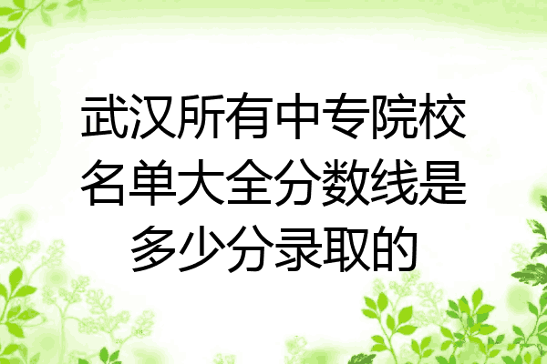 武汉所有中专院校名单大全分数线是多少分录取的