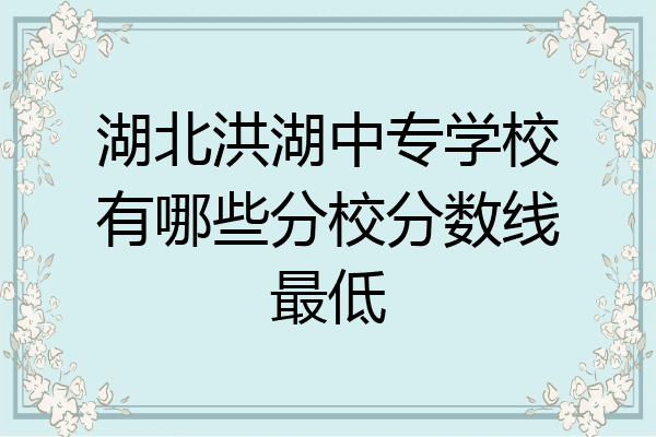 湖北洪湖中专学校有哪些分校分数线最低
