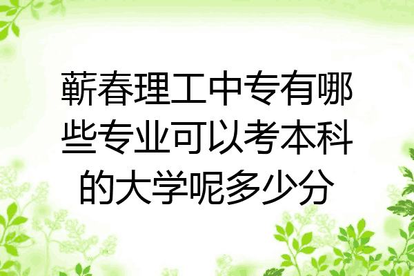 蕲春理工中专有哪些专业可以考本科的大学呢多少分