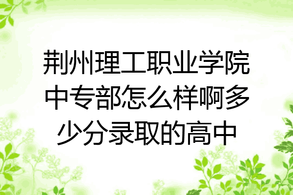 荆州理工职业学院中专部怎么样啊多少分录取的高中