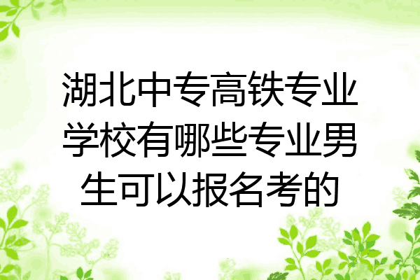 湖北中专高铁专业学校有哪些专业男生可以报名考的