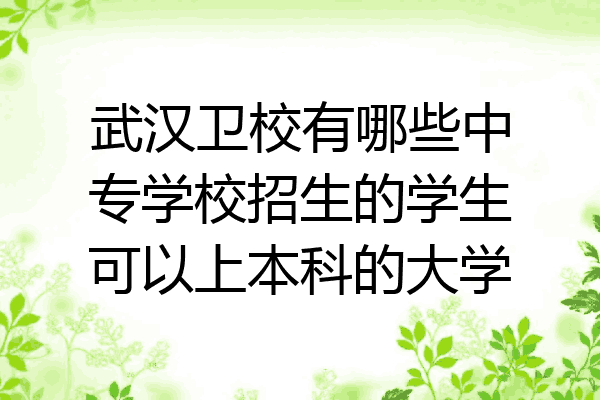武汉卫校有哪些中专学校招生的学生可以上本科的大学