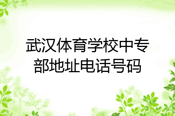 武汉体育学校中专部地址电话号码