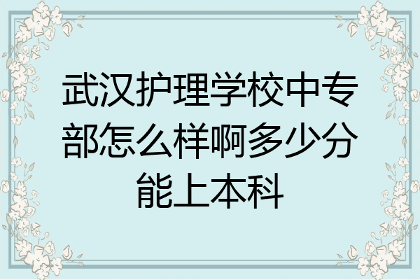 武汉护理学校中专部怎么样啊多少分能上本科