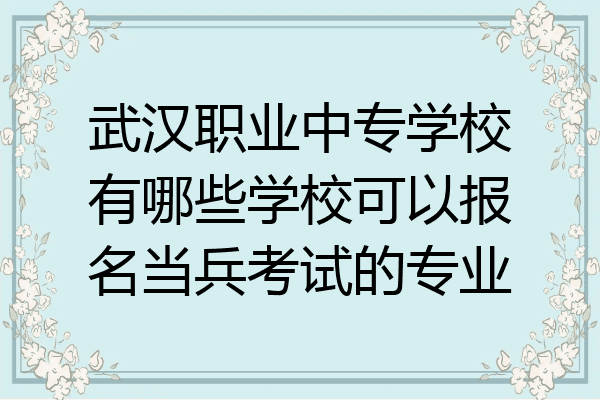 武汉职业中专学校有哪些学校可以报名当兵考试的专业