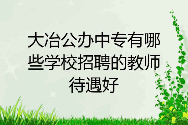 大冶公办中专有哪些学校招聘的教师待遇好