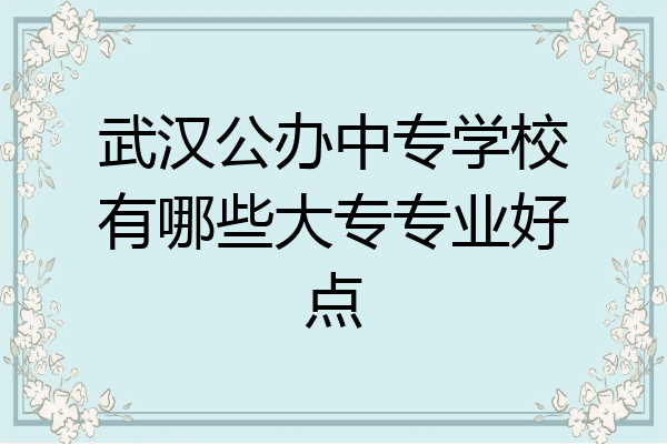 武汉公办中专学校有哪些大专专业好点
